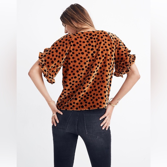 Velvet Memento Ruffle-Sleeve Top in Leopard Dot XS - Picture 11 of 11